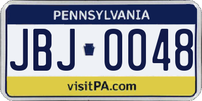 PA license plate JBJ0048