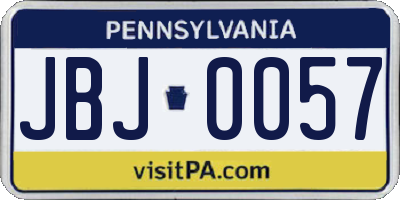 PA license plate JBJ0057