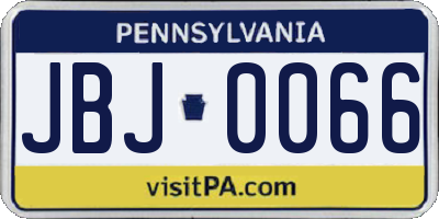 PA license plate JBJ0066
