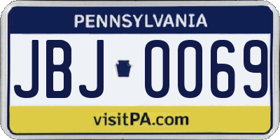 PA license plate JBJ0069