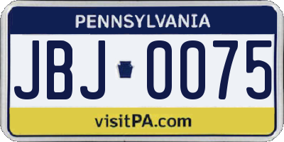 PA license plate JBJ0075