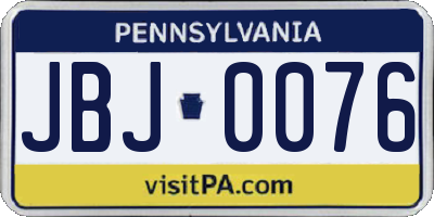 PA license plate JBJ0076