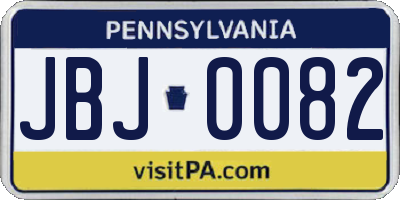 PA license plate JBJ0082
