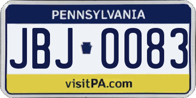PA license plate JBJ0083