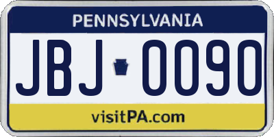 PA license plate JBJ0090