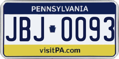 PA license plate JBJ0093