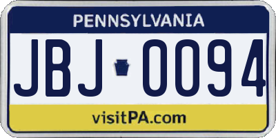 PA license plate JBJ0094