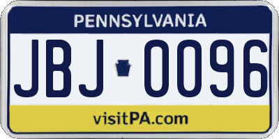 PA license plate JBJ0096