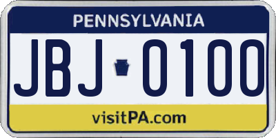 PA license plate JBJ0100