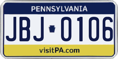 PA license plate JBJ0106