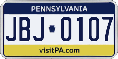 PA license plate JBJ0107