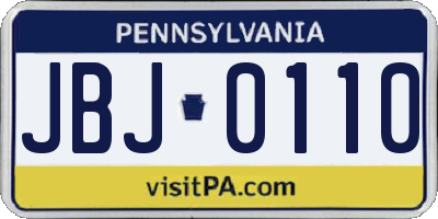 PA license plate JBJ0110