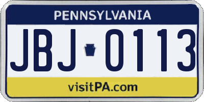 PA license plate JBJ0113