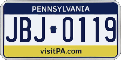 PA license plate JBJ0119