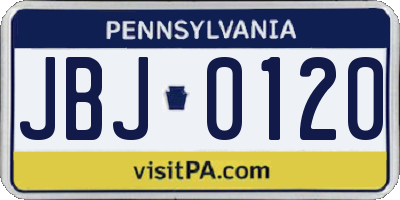 PA license plate JBJ0120