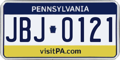 PA license plate JBJ0121