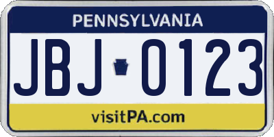 PA license plate JBJ0123