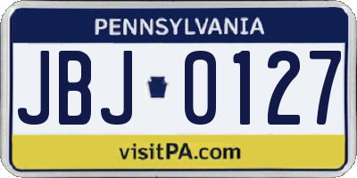 PA license plate JBJ0127