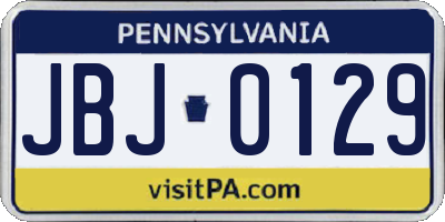 PA license plate JBJ0129