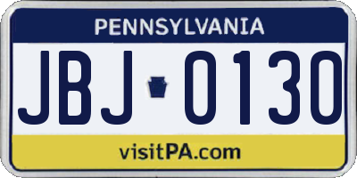 PA license plate JBJ0130