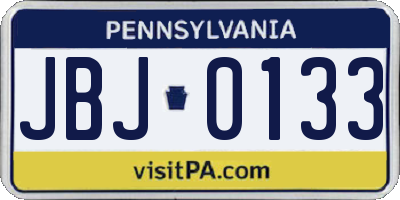 PA license plate JBJ0133