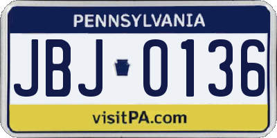 PA license plate JBJ0136