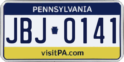 PA license plate JBJ0141