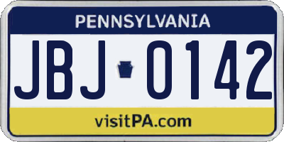 PA license plate JBJ0142