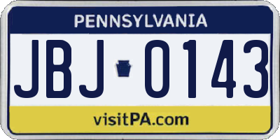 PA license plate JBJ0143