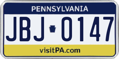 PA license plate JBJ0147
