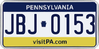PA license plate JBJ0153