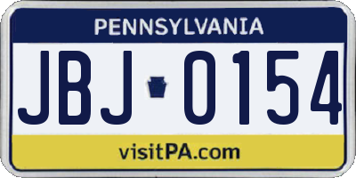 PA license plate JBJ0154