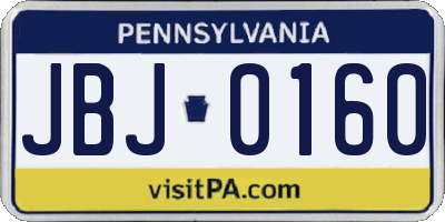 PA license plate JBJ0160