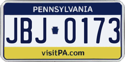 PA license plate JBJ0173