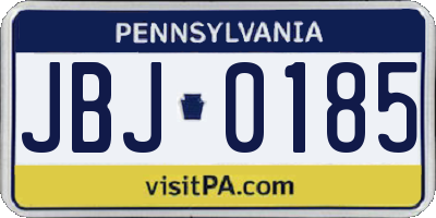 PA license plate JBJ0185