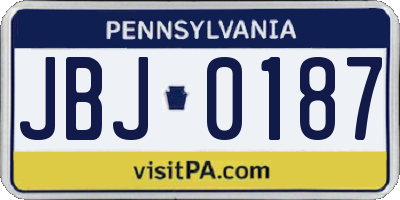 PA license plate JBJ0187
