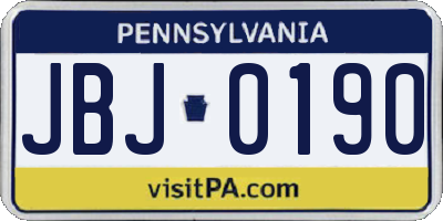 PA license plate JBJ0190