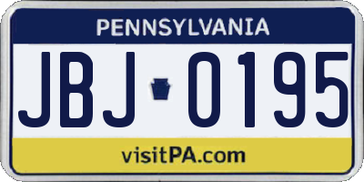 PA license plate JBJ0195