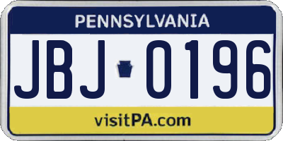 PA license plate JBJ0196