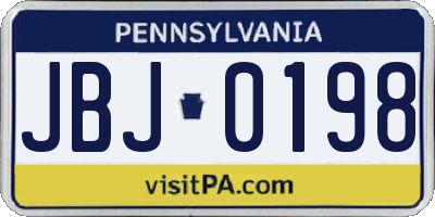 PA license plate JBJ0198