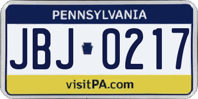 PA license plate JBJ0217