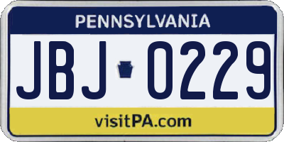 PA license plate JBJ0229