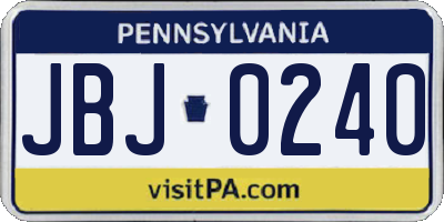 PA license plate JBJ0240