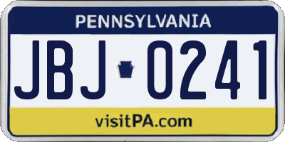 PA license plate JBJ0241