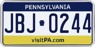PA license plate JBJ0244