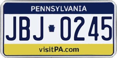 PA license plate JBJ0245