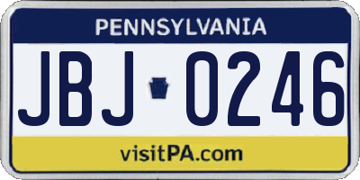 PA license plate JBJ0246