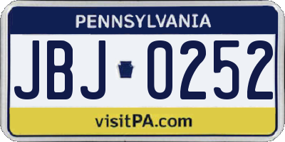 PA license plate JBJ0252