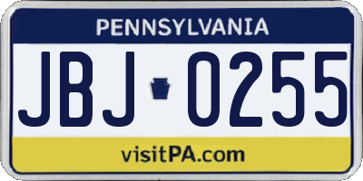 PA license plate JBJ0255