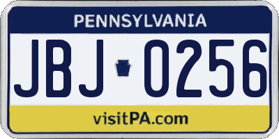 PA license plate JBJ0256